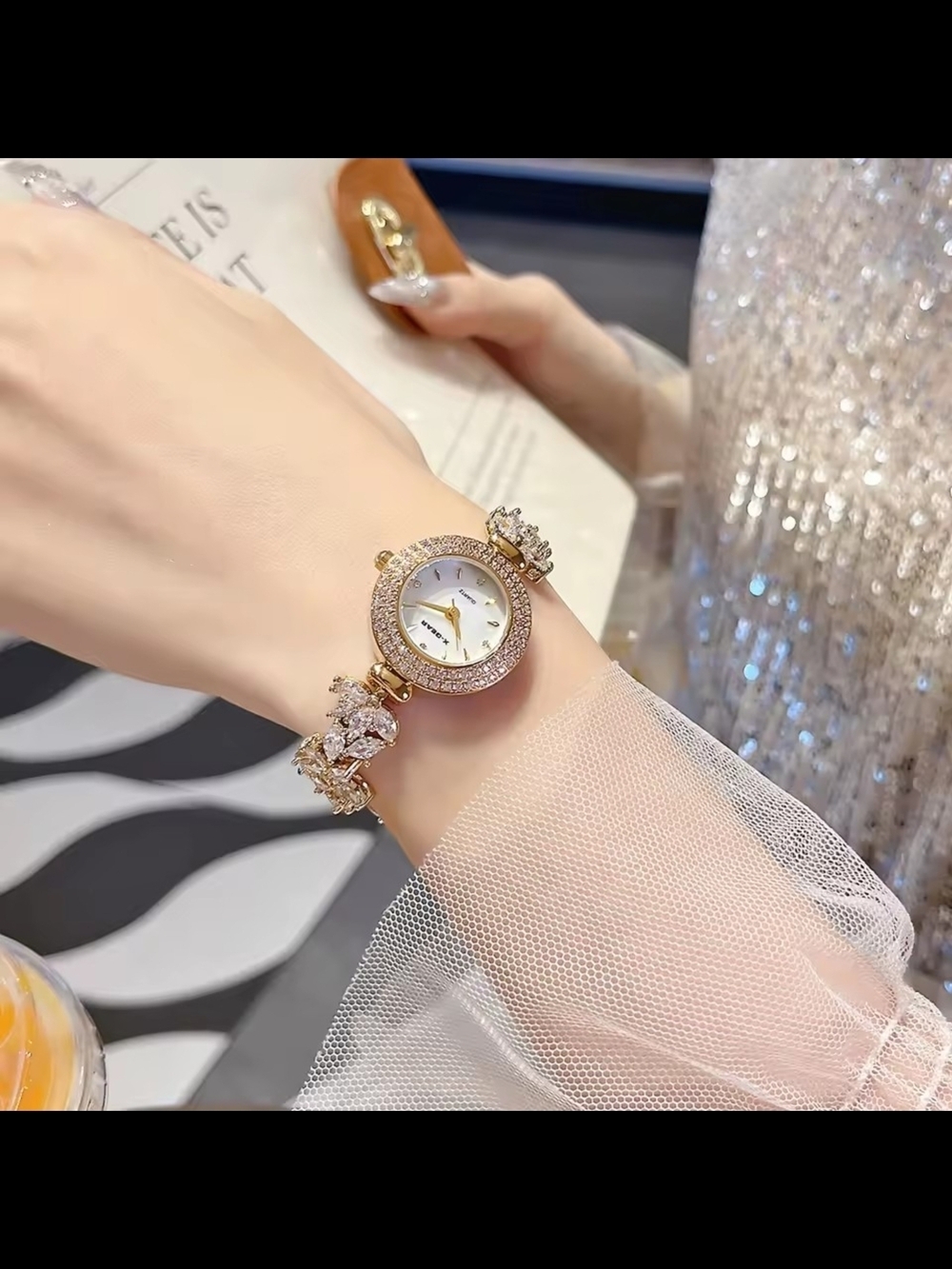 Gold Crystal Bracelet Watch for Women - Picture 4 of 5